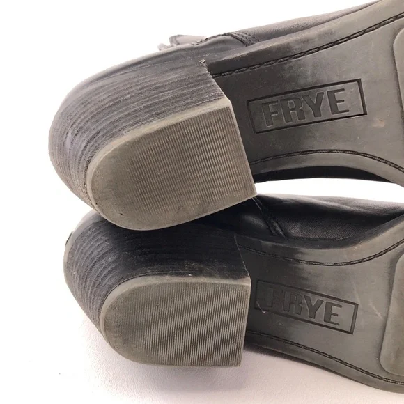 Frye Judith Black Leather Zip Ankle Booties 7M